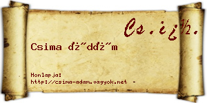 Csima Ádám névjegykártya